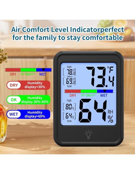 Termómetro Digital Higrómetro JINGHE JH-MC41S-1-B con Pantalla LCD
