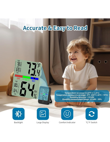 Termómetro Digital Higrómetro JINGHE JH-MC41S-1-B con Pantalla LCD