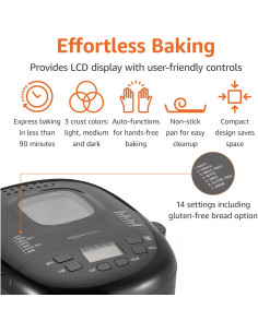 Máquina de Pan Automática Amazon Basics 2 Libras Negra 2