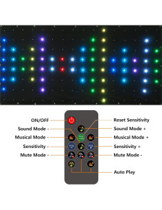 Cortina LED en Movimiento 1x2.1m - Control Remoto y Sonido 2