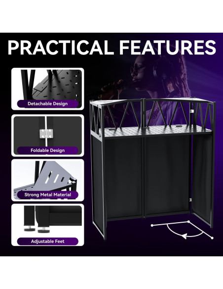 Soporte de mesa DJ portátil RDCMKL ajustable 101.6x50.8 cm