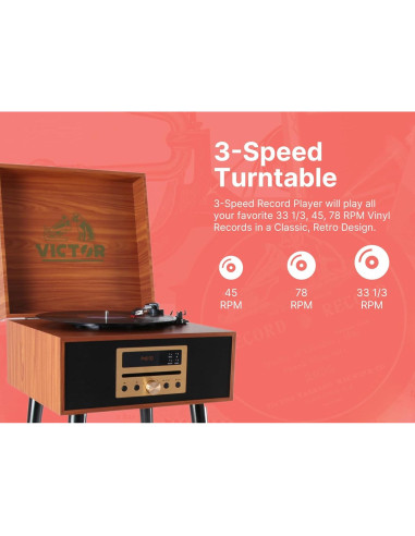 Centro Musical Victor VWRP-3500 8-en-1 Bluetooth CD USB FM