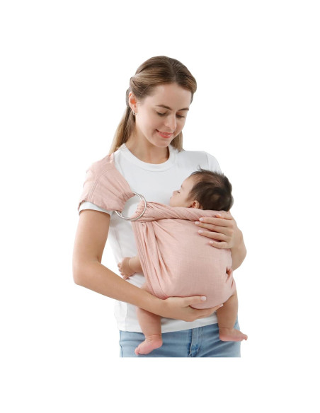 Portabebés de Anillo Doble Vrbabies Rosa Ajustable 192x60cm
