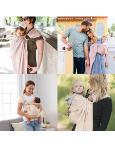 Portabebés de Anillo Doble Vrbabies Rosa Ajustable 192x60cm 2