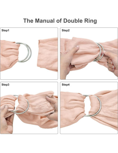 Portabebés de Anillo Doble Vrbabies Rosa Ajustable 192x60cm