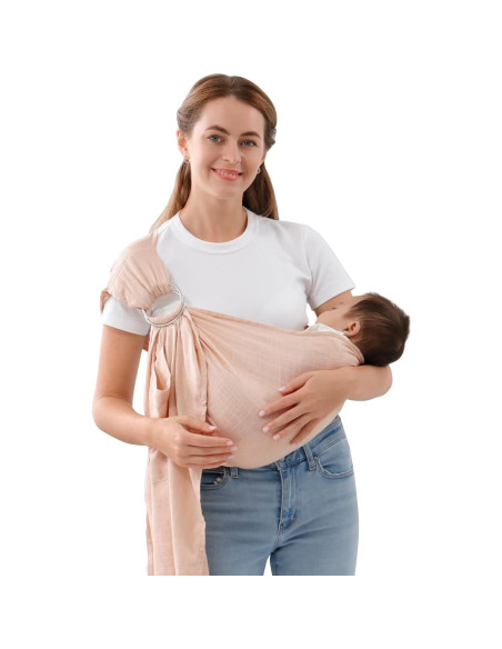 Portabebés de Anillo Doble Vrbabies Rosa Ajustable 192x60cm