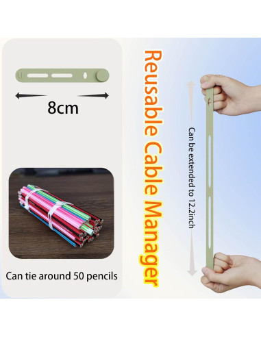 10 Correas de Silicona SQRUIHAO para Organizar Cables 7.62 cm