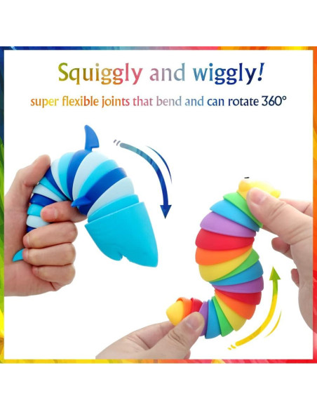 Juguete Antiestrés Articulado LUSTERMOON Tiburón y Oruga