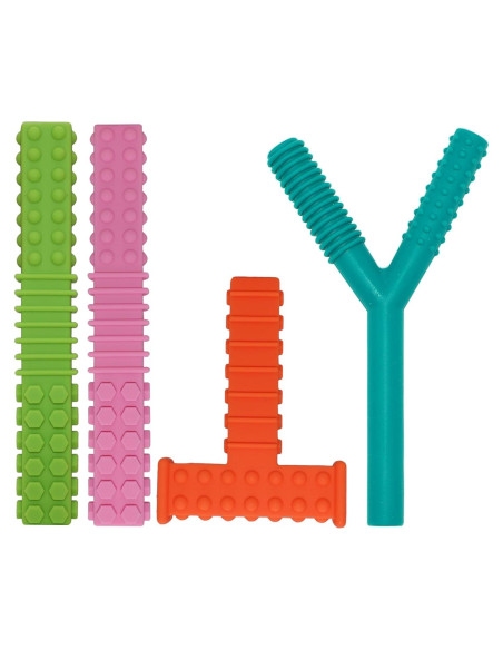 Juguetes Masticables Sensoriales Olugu - 4 Tubos de Silicona para Niños