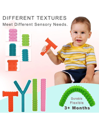 Juguetes Masticables Sensoriales Olugu - 4 Tubos de Silicona para Niños