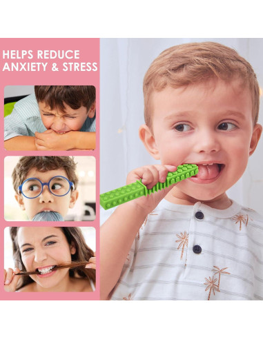 Juguetes Masticables Sensoriales ERKOON para Niños Autistas - 4 Tubos de Silicona