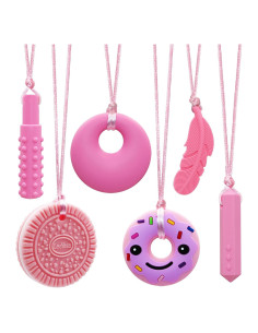 Collares Masticables Sensoriales LeeYean - 6 Piezas Rosa