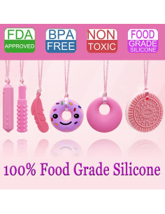Collares Masticables Sensoriales LeeYean - 6 Piezas Rosa 2