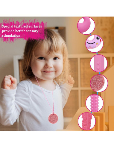 Collares Masticables Sensoriales LeeYean - 6 Piezas Rosa