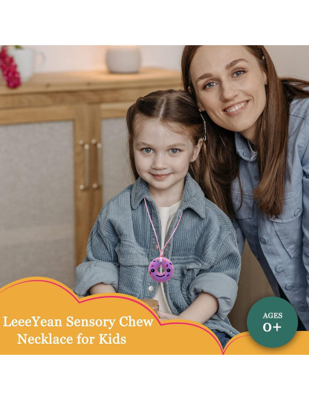 Collares Masticables Sensoriales LeeYean - 6 Piezas Rosa