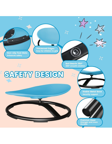 Silla Giratoria Sensorial Pterying Azul 54 cm para Niños