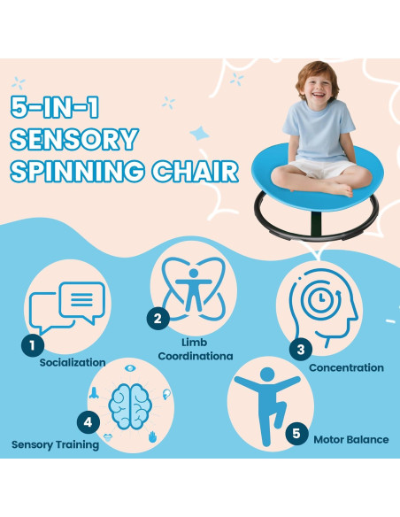 Silla Giratoria Sensorial Pterying Azul 54 cm para Niños