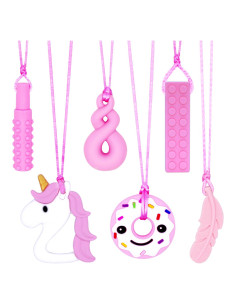 Collares Masticables Sensoriales Hoaisun - 6 Piezas Rosa