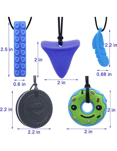 Collar Masticable GNAWRISHING para Niños - 5 Piezas Sensory