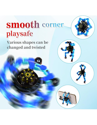 4 Piezas Spinners Antiestrés Transformables Hdnpea Azul