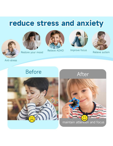 4 Piezas Spinners Antiestrés Transformables Hdnpea Azul