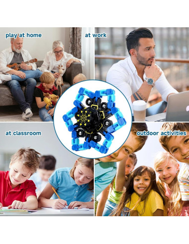 4 Piezas Spinners Antiestrés Transformables Hdnpea Azul