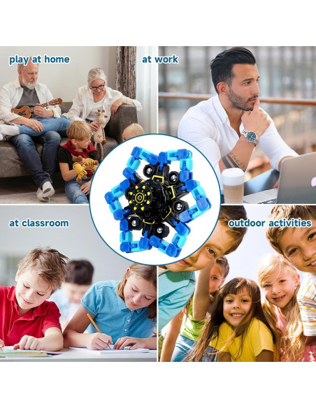 4 Piezas Spinners Antiestrés Transformables Hdnpea Azul