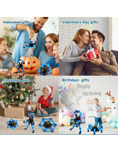 4 Piezas Spinners Antiestrés Transformables Hdnpea Azul