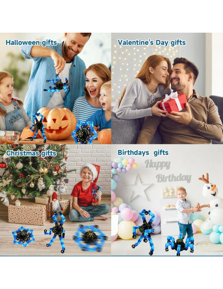 4 Piezas Spinners Antiestrés Transformables Hdnpea Azul