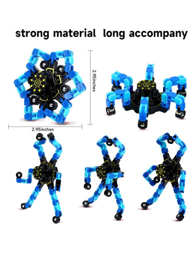 4 Piezas Spinners Antiestrés Transformables Hdnpea Azul