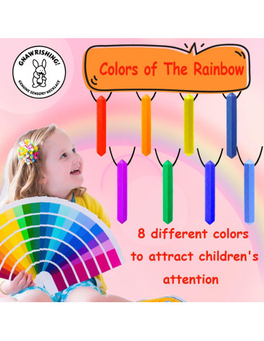 Collar Masticable Sensorial GNAWRISHING - 8 Piezas Arcoíris