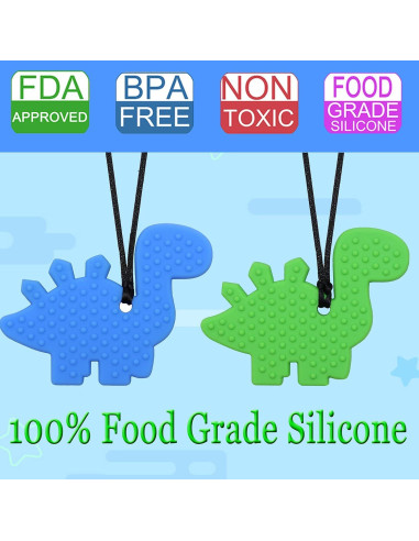 Collar Masticable de Silicona Dinosaurio LeeYean - Azul y Verde