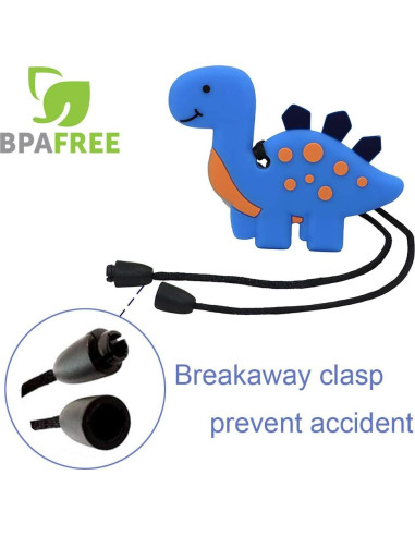 Collar Masticable de Silicona Dinosaurio LeeYean - Azul y Verde