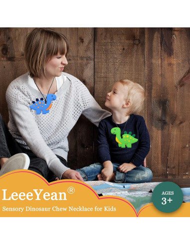Collar Masticable de Silicona Dinosaurio LeeYean - Azul y Verde