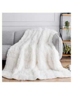 Manta con peso Uttermara 48x72 cm, pelaje sintético crema