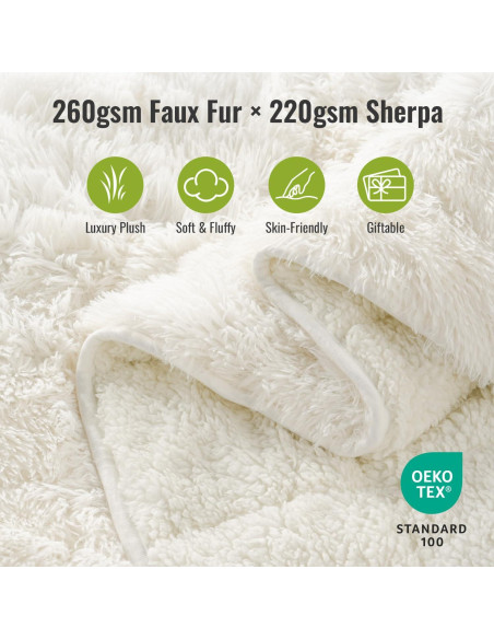 Manta con peso Uttermara 48x72 cm, pelaje sintético crema