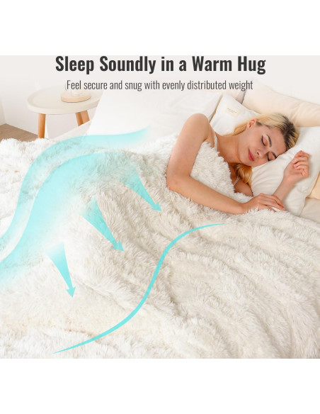 Manta con peso Uttermara 48x72 cm, pelaje sintético crema