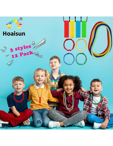Collares Masticables Sensoriales 12 Piezas Hoaisun - Antiestrés