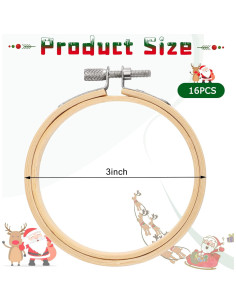 Aros de Bordado de Bambú FEBSNOW 16 Piezas 7.62 cm 2