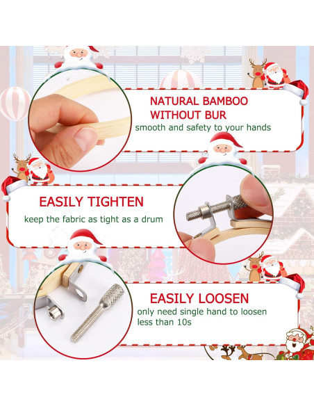 Aros de Bordado de Bambú FEBSNOW 16 Piezas 7.62 cm