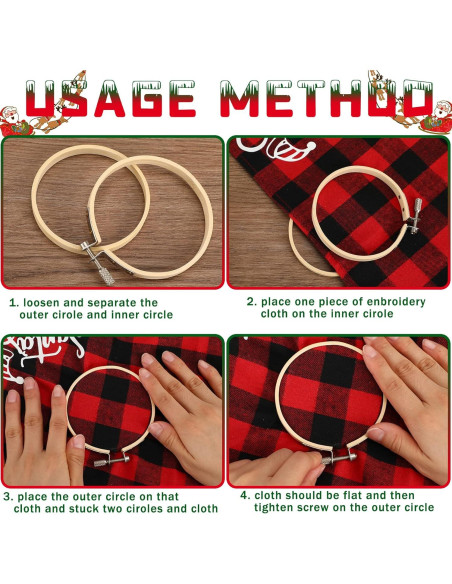 Aros de Bordado de Bambú FEBSNOW 16 Piezas 7.62 cm