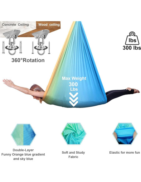 Columpio Sensorial Interior y Exterior Ackwrap 136kg Amarillo-Azul