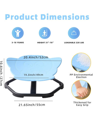 Silla Giratoria Sensorial CMCOTNG para Niños Azul 360