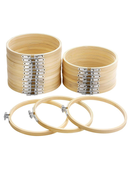 Aros de Bordado Caydo 24 Piezas 15 cm Madera Natural