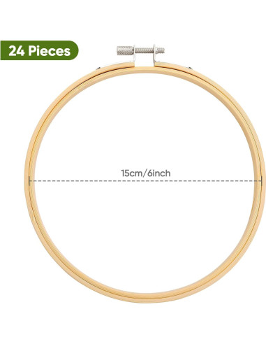 Aros de Bordado Caydo 24 Piezas 15 cm Madera Natural