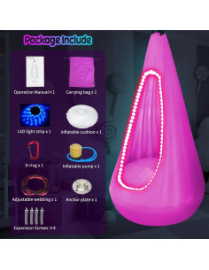 Columpio Pod Iluminado para Niños AIHSUMC Rosa 118 kg 2