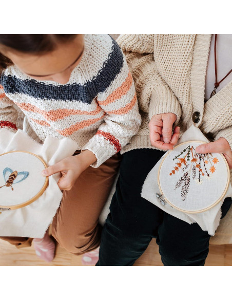 Aros de Bordado Caydo 24 Piezas 15 cm Madera Natural