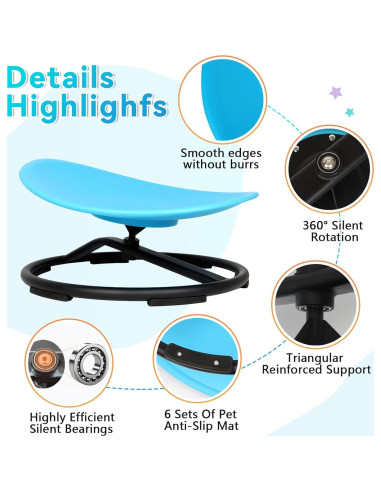 Silla Giratoria Sensorial ITEFDTUTNE Azul para Niños