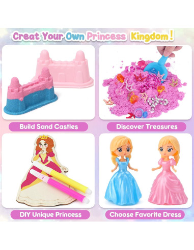 Caja Sensorial Princesa Unicornio TUZT con 0.91kg de Arena y Moldes
