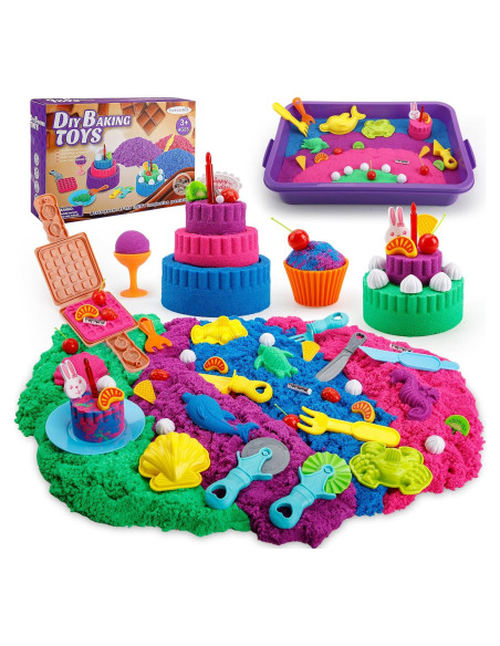 Kit de Juego Sensorial YIDESTARS - 1.81kg Arena Colorida y Moldes